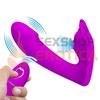 Vibrador de punto G con succionador de clitoris, control remoto y carga USB